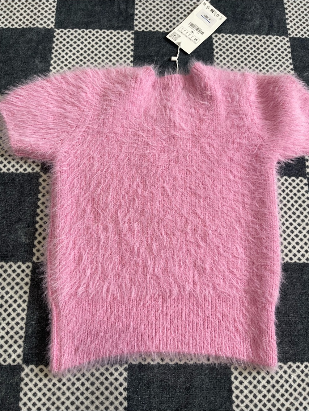 Zara Pink Fuzzy Crewneck Sweater with Rhinestones - Picture 4 of 4